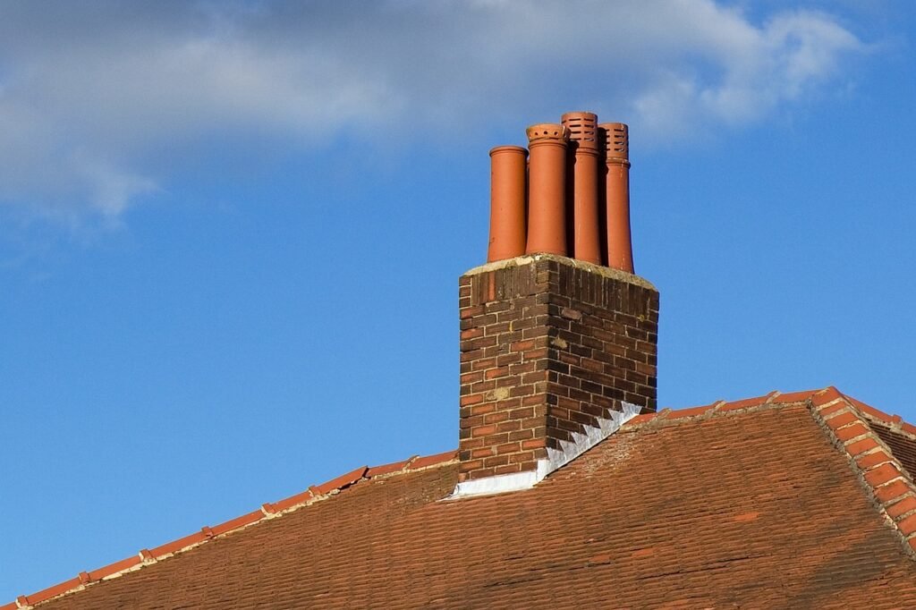a chimney rebuild on a roof